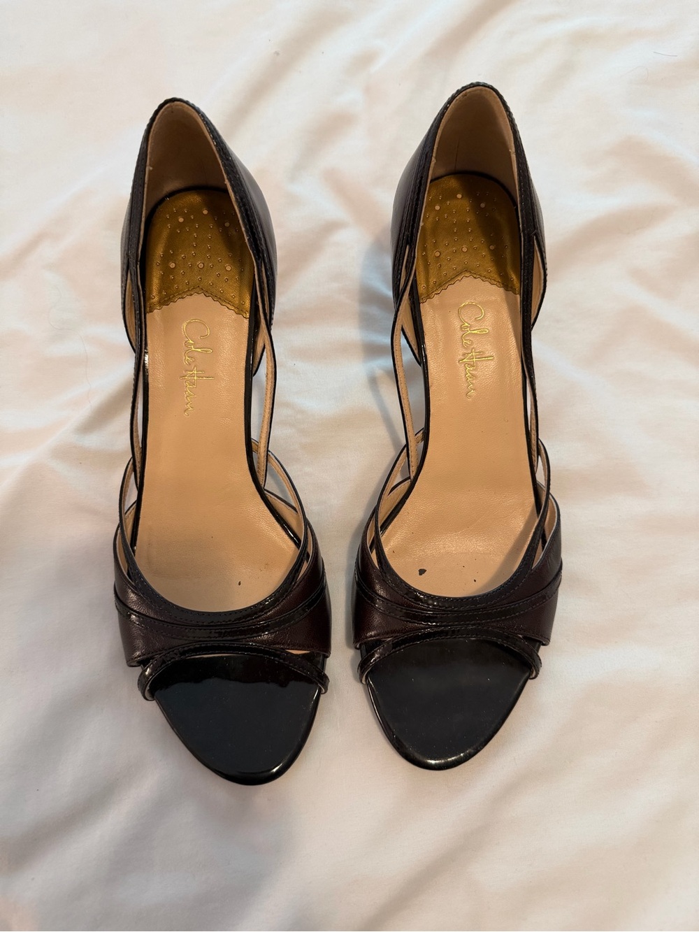 Cole Haan Women's Brown Open-Toe Kitten Heels